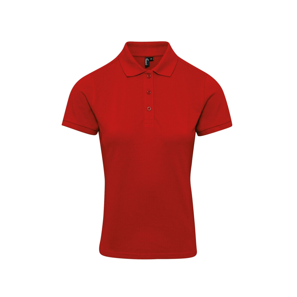 Premier (Xl, Red) Womens/Ladies Coolchecker Plus Piqu Polo With Coolplus
