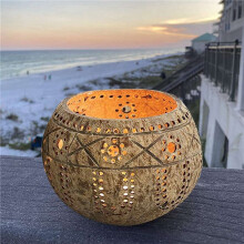 10X Candle Coconut Shell Bowl,Candle Holders,Handmade Coconut Shell Candle Holder for Tealight Small Pillar,Storage Bowl