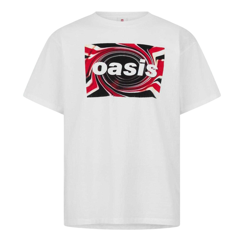 Oasis (M, White) Mens Logo Cotton T-Shirt