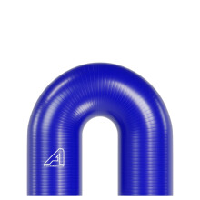 (Blue, 90mm) Silicone 180 Degree Elbow Hose - Smooth Bore, Polyester Reinforced, for Fluid, Air Handling & Pneumatic Transfer Systems