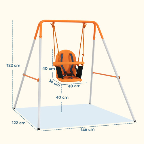 Outsunny Columpio para Bebé Naranja 122 x 146 x 122 cm 2