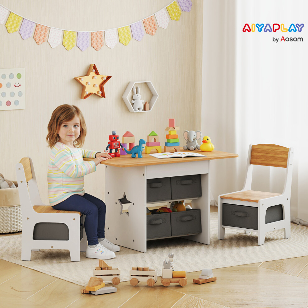 Aiyaplay (Yellow) Kids Table And Chair Set With 6 Removable Drawers
