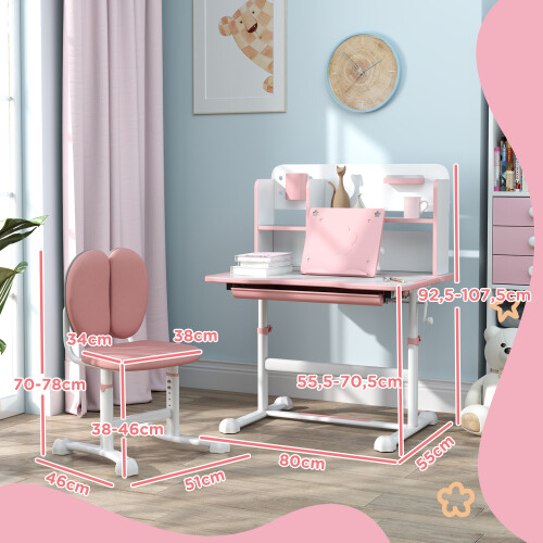 Escritorio Infantil Rosa 80 x 55 x 107.5 cm 2