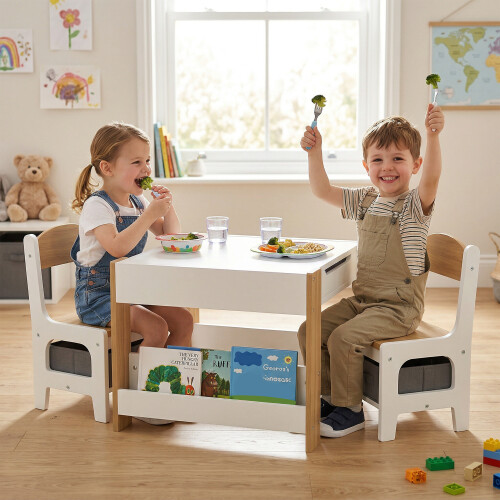 Homcom Mesa para Niño Marrón 61.5 x 61.5 x 48 cm 1