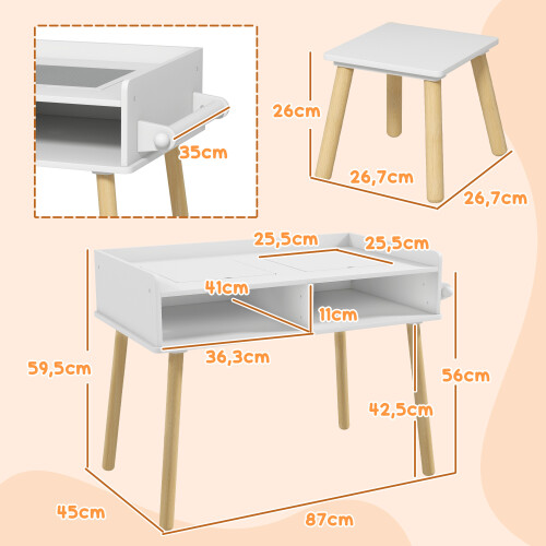 Homcom Mesa para Niño Gris 87 x 45 x 59.5 cm 2
