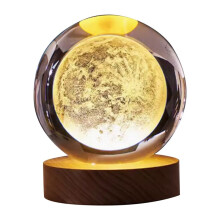 Valentijnsdagcadeau Kristallen Bollamp 3D Planeet Maanlamp USB LED-Nachtlampje,B