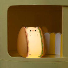 Burger Piggy Siliconen Nachtlampje, Nachtverlichting, LED Squishy Nieuwigheid Dieren Leuke Cadeaus -3 Helderheidsniveaus, Aanraaksensor