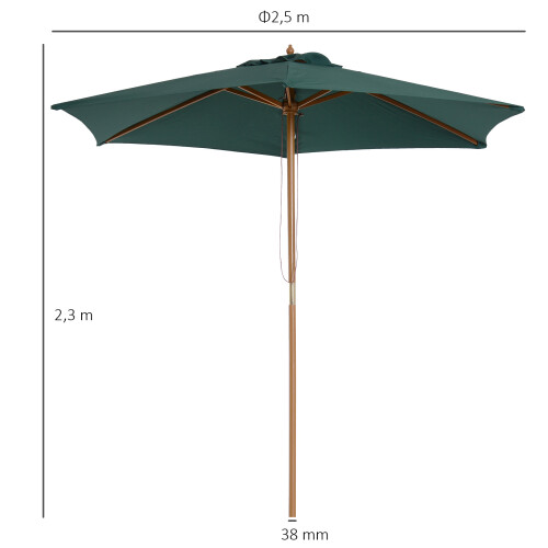 Outsunny Parasol de Jardín Verde Ø250 x 230 cm 2