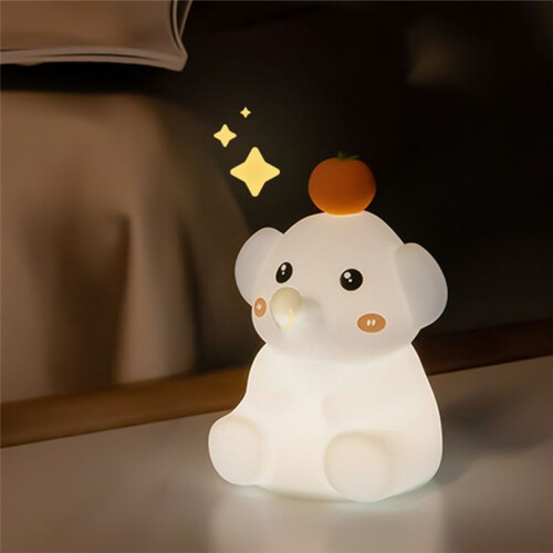 Cute Elephant Lamp, Silicone Night Light with 30 Minutes Timer, Rechargeable Bedside Lamp with Touch Control 2