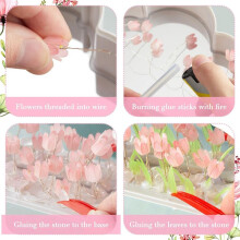 2Sets Wolk Spiegel Tulpenlamp Handgemaakte DIY Tulp Nachtlampje Simulatie Bloemverlichting Kamerdecoratie Roze