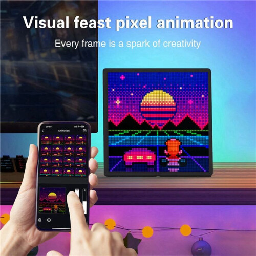 LED Pixel APP Cellphone Control Display 64X64 Programmable Night Light LED Screen Pixel Screen Bedside Light