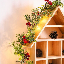 2Pcs 2 Meter 20 LED String Light Outdoor Christmas Pine Leaves Berry Light LED Copper Wire Fairy Garland Patio Lamp