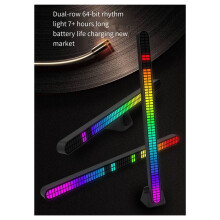 Nova Luz de Captação de Fileira Dupla de 64 Bits para Carro Luz de Ritmo RGB para Carro Luz Controlada Por Voz Luz de Atmosfera de Áudio