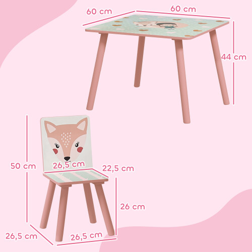 ZONEKIZ Mesa para Niño Rosa 60 x 60 x 44 cm 2