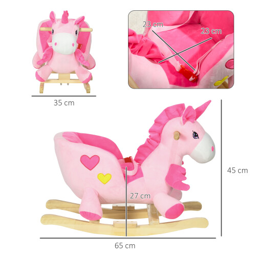Homcom Caballito Balancín Rosa 65 x 35 x 45 cm 2