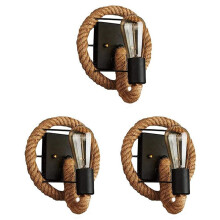 3X Applique Vintage American Rope Lampe Industrielle Personnalité Bar Applique Murale en Fer Grenier Allées Appliques Murales (Pas de Source de