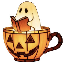 Lâmpada de Leitura com Luz Fantasma de Halloween, Adorável Luz LED de Abóbora, Luz Noturna de Leitura com Display de Resina para Amantes de Livros