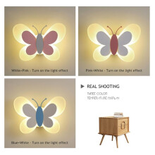 Lâmpada de Parede LED Butterfly 14W 85-265v Lâmpada de Quarto Infantil Lâmpadas de Parede Modernas Butterfly, Asa Rosa e Branca