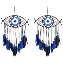 2X Evil Eye Dream Catchers for Bedroom Hand-Woven Macrame Dreamcatcher Wall Hanging Home Decor Good Luck Blessing Gift,3