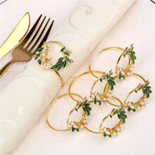 Anneau de Serviette Anneau de Serviette de Fleur de Perle Dorée Lot de 24 Porte-Serviettes En Métal pour La Décoration de Table de Dîner de Noce