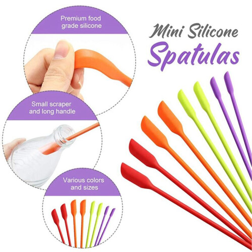 Silicone Spatulas, 16 Pack Small Silicone Makeup Spatulas Last Drop Spatula Scrapers  Jar Scraper for Kitchen
