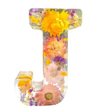 Letras Florais Luz Noturna CriativaFlor Seca LED Luzes Ambiente Letras de Resina Lâmpada Enfeites de Mesa de Festa Iluminação J