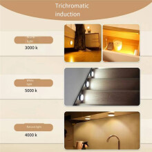 Luz de Gabinete de Três Cores com Controle Remoto LED, Luz Recarregável com Sensor de Movimento, Luz Sob o Balcão (Pacote com 6)