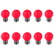 10X E27 Lumiere LED Ampoule en Plastique Ampoule Rouge Chaude (Puissance 0.5W, Rouge)