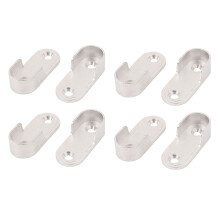 8X Penderie Ovale Rail Suspendu Rail Rod End Bracket Support Argent Tone