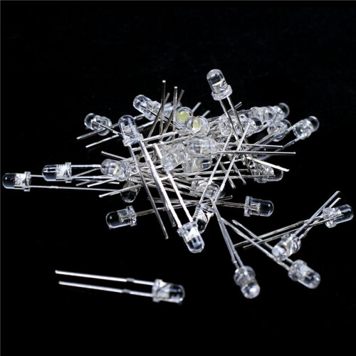120 Pieces 3mm Blanc LED Lampe Diode Electro-Luminescente  2.5V-3V 1