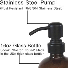 4X Bouteille en Verre Ă Main en Verre de 18 Onces en Acier Inoxydable Distributeur de Savon Ă Bouteille en Acier Inoxydable