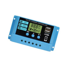 Controlador de Carga Solar PWM de 20 A, Regulador Fotovoltaico de 12 V y 24 V, Puertos USB Duales, Cargador de Baterías de Litio-Hierro-Lifepo4,