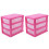 2X  Translucent Drawer Type Plastic Storage Box（Rose Red 3 Layers） 1