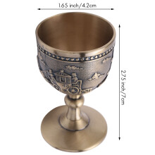 6X Classical Metal Wine Cup Handmade Small Goblet Household Copper Wine Glass Carving Pattern