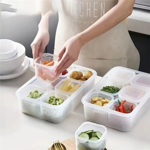 6-Grid Plastic Food Storage Container with Lid for Microwave Heating 1