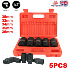 5PCS 30mm 32mm 34mm 35mm 36mm Deep Impact Socket Set 1/2" Drive 12 Point Hub Nut