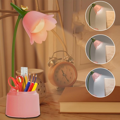 LED Flower Desk Lamp Dimmable Table Light Touch Control Bedside & Study Light