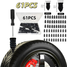 61PCS Tire Repair Screw in Rubber Plug Nail Car Tyre Puncture Kit Off-Road Tire