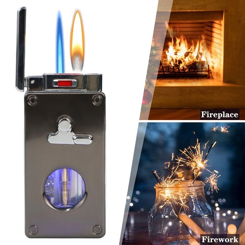 Double Flame Jet Lighter Windproof Refillable Butane Lighter Voice-activated