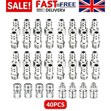 40PCS 1/4" BSP Euro Air Line Hose Quick Release Coupler Compressor Fittings UK