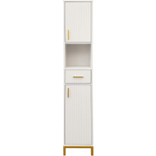 Tall Freestanding Bathroom Storage Unit, Small Spaces Narrow Cabinet With Drawer, Shelves, Open Compartments