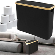 Toilet Roll Holder Storage Basket Toilet Paper Organizer Bin w/ Lid & Handles