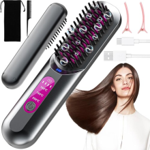 Heated Hair Straightener Brush Negative Ion Hair Straightening Comb for Women