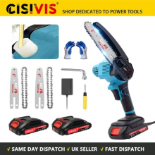 8'' 4000W Mini Cordless Chainsaw Electric One-Hand Saw Wood Cutter +2 Batteries