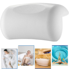 Non-Slip Bath Pillow w/ Suction Cups Waterproof Ergonomic Bath Cushion Headrest