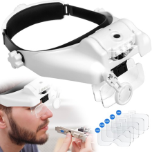1x to 14x Headband Magnifier Rechargeable Head Magnifying Glass with 3 Led Light