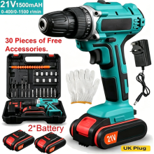 2 Battery 21V Cordless Drill Combi Driver High Power Electric Screwdriver Set UK