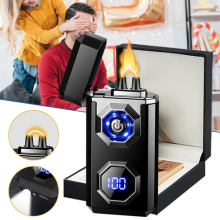 Electric Lighter USB Rechargeable Arc Windproof Plasma Lighter w/ LED Flashlight