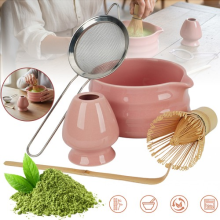 Matcha Whisk Set 5pcs Ceramic Matcha Set w/ Bamboo Tea Whisk Scoop Ceramic Bowl