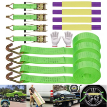 4 Set - 5Ton Recovery Ratchet Wheel Trailer Tie Down Sling Alloy Strap Breakdown